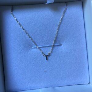 925 Sterling Silver T initial Necklace